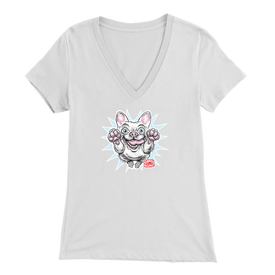 White French Bulldog - Frenchie - Bella Womens V-Neck