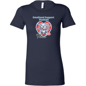 Womens navy blue t-shirt with Emotional Support Human for my Blue Nose Pitbull design on front