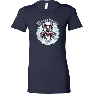 a navy blue shirt with a Boston Terrier dog design by OMG You're Home